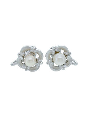 Vintage Marvel Sterling Silver 925 Pearl Screw Back Earrings